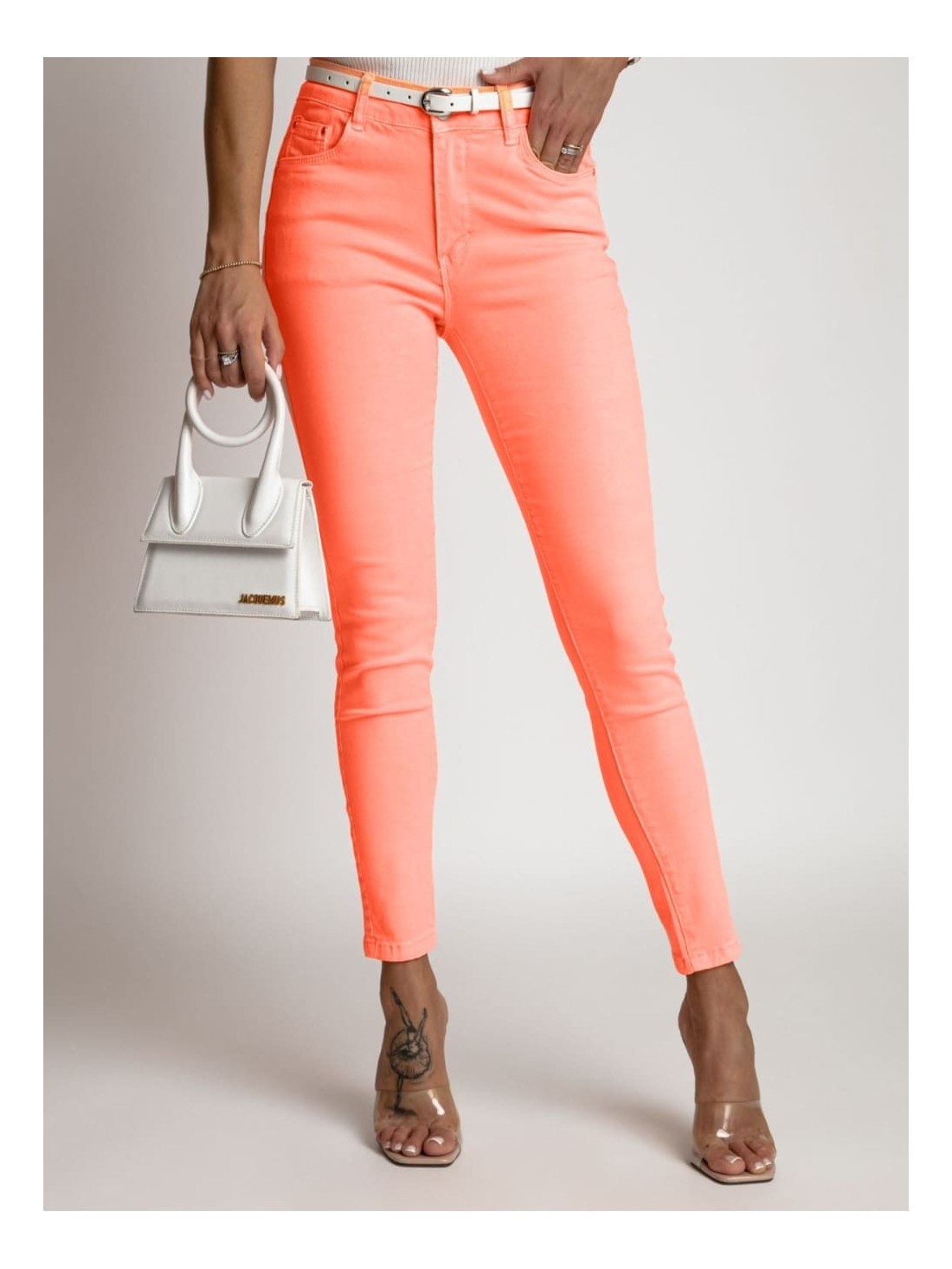 Push up denim pants neon orange 46669